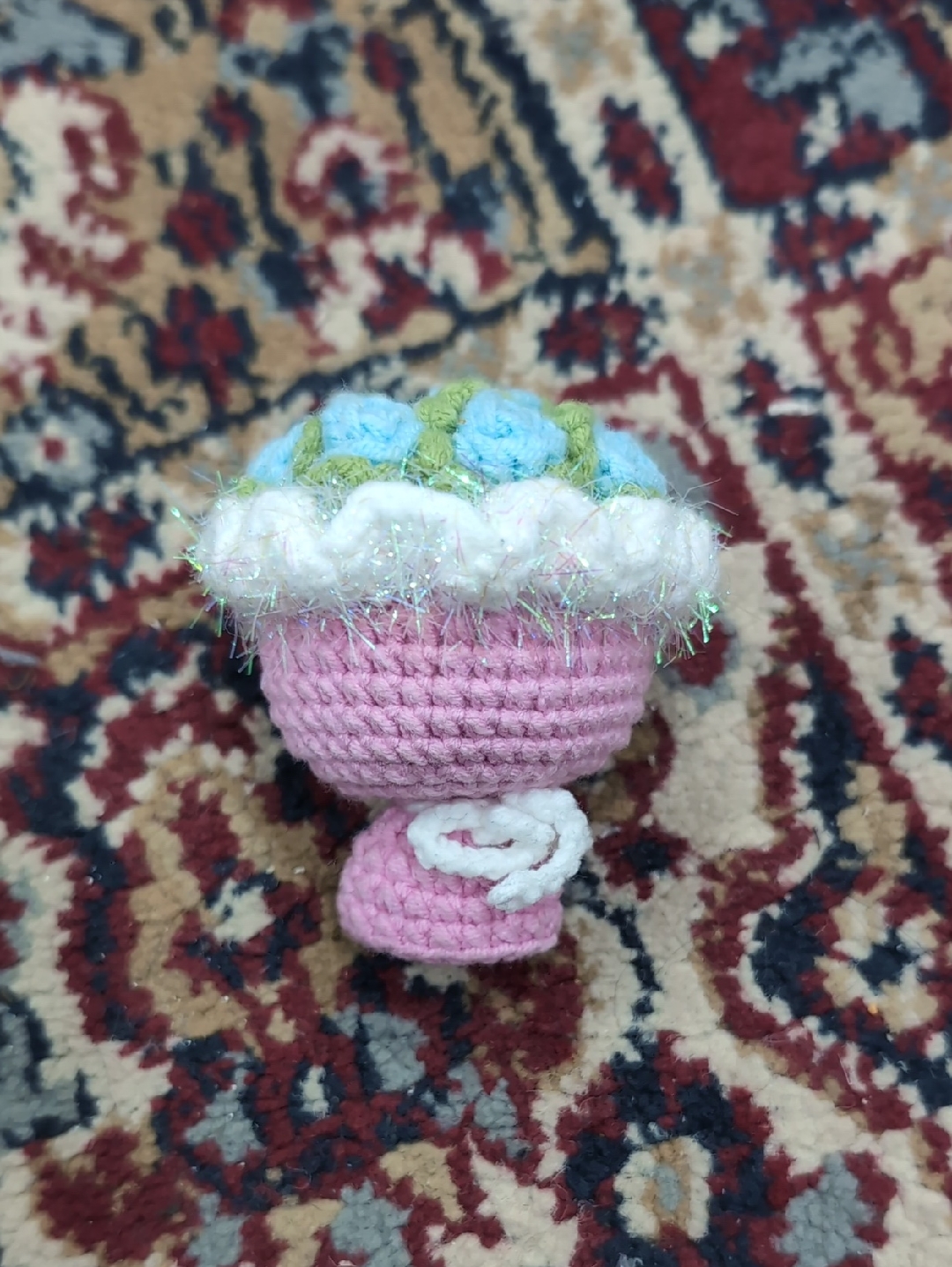 Handmade Pink Crochet Flower Cup Amigurumi